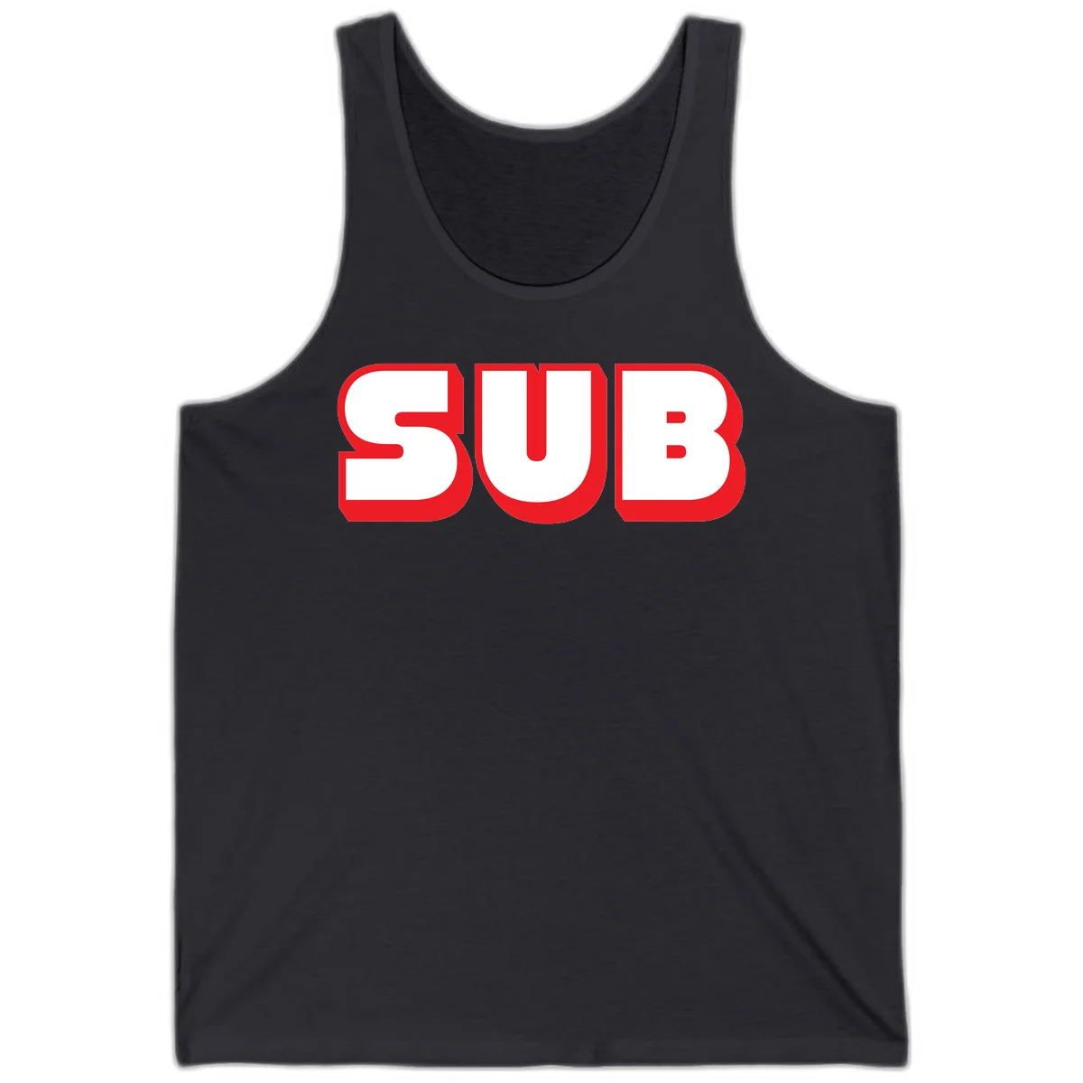 Bold red and white typography design reading 'SUB 3' with thick rounded letters in Dark Grey