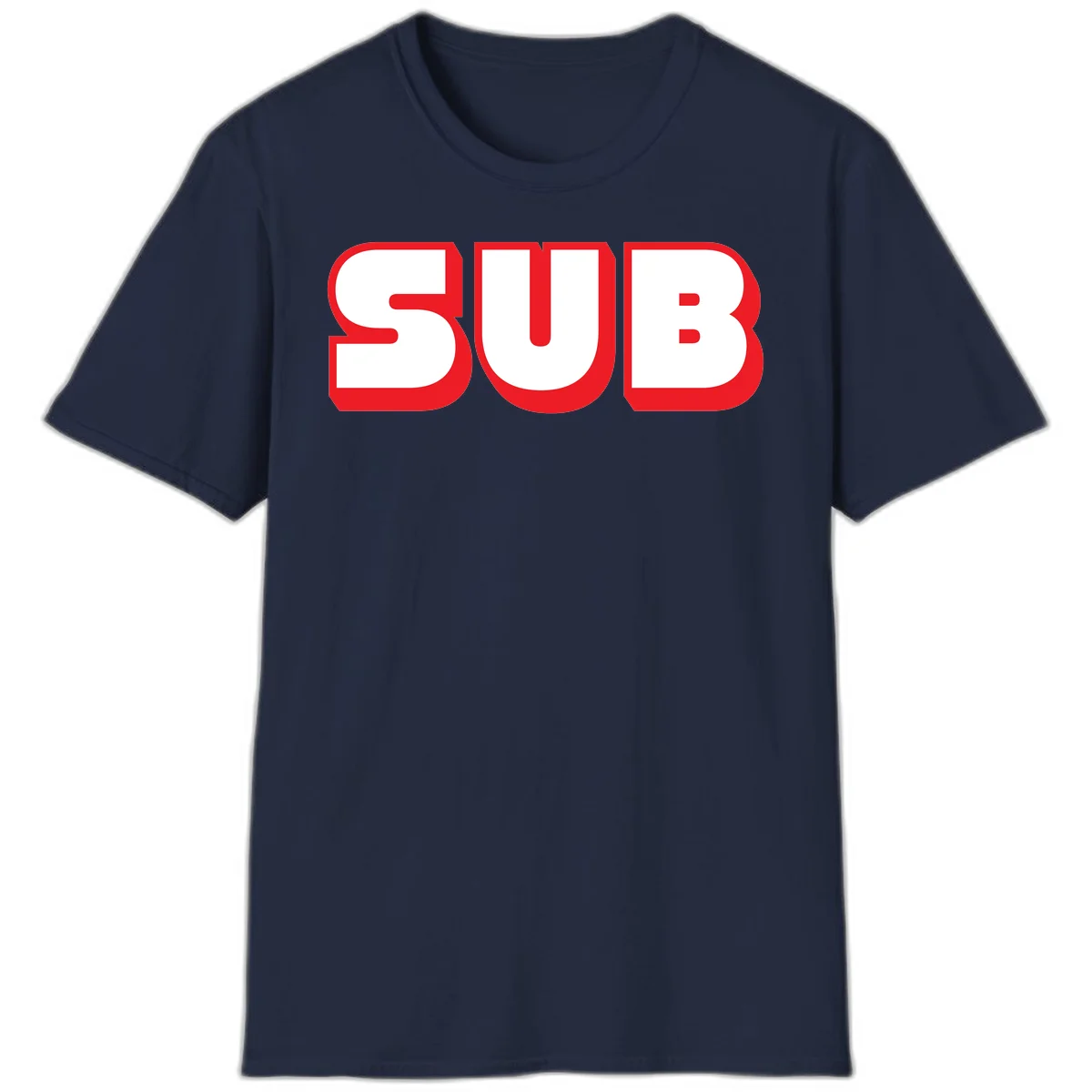 Bold red and white typography design reading 'SUB 3' with thick rounded letters in Navy