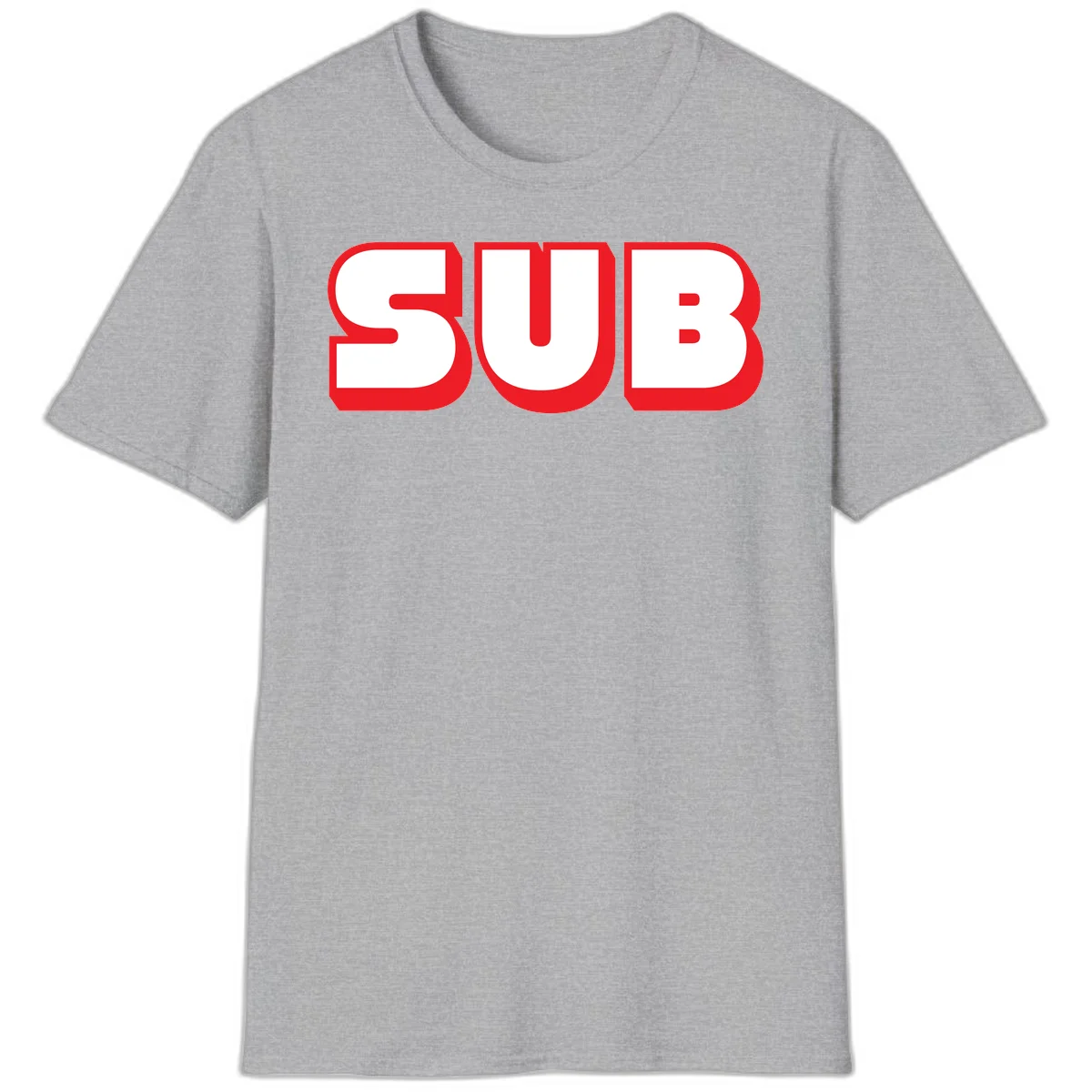 Bold red and white typography design reading 'SUB 3' with thick rounded letters in Sport Grey