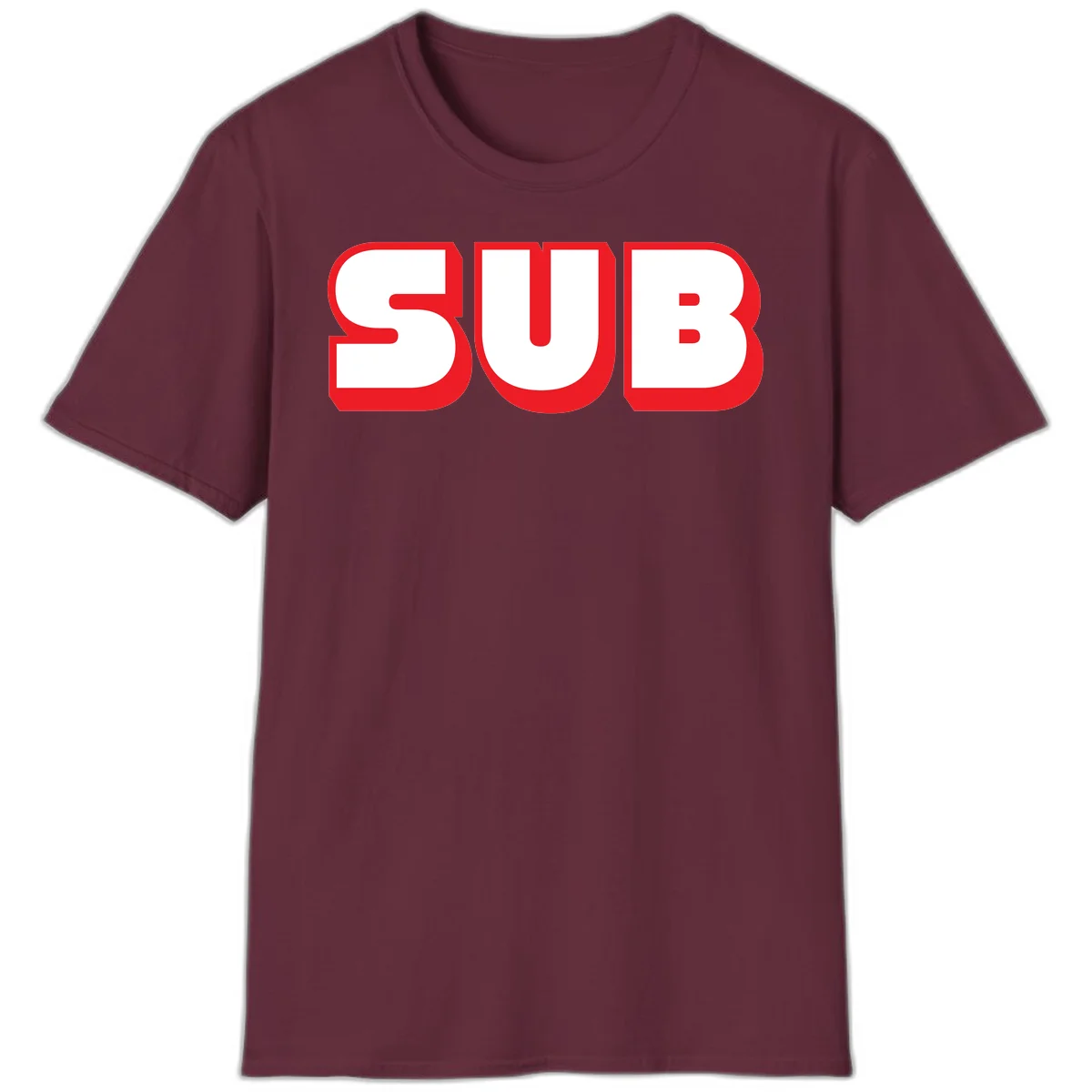 Bold red and white typography design reading 'SUB 3' with thick rounded letters in Maroon