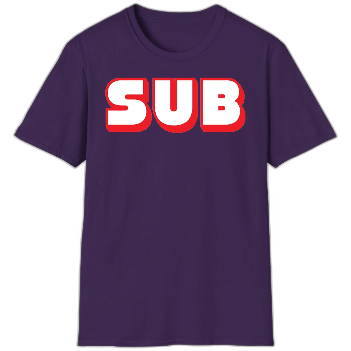 Bold red and white typography design reading 'SUB 3' with thick rounded letters in Purple