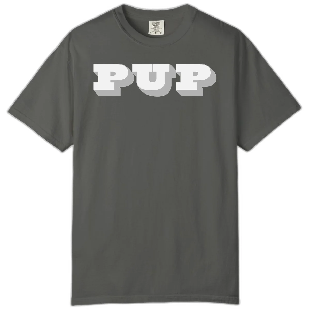 Bold 3D puff typography spelling 'PUFF' with dimensional shadow effect on gray background in Pepper