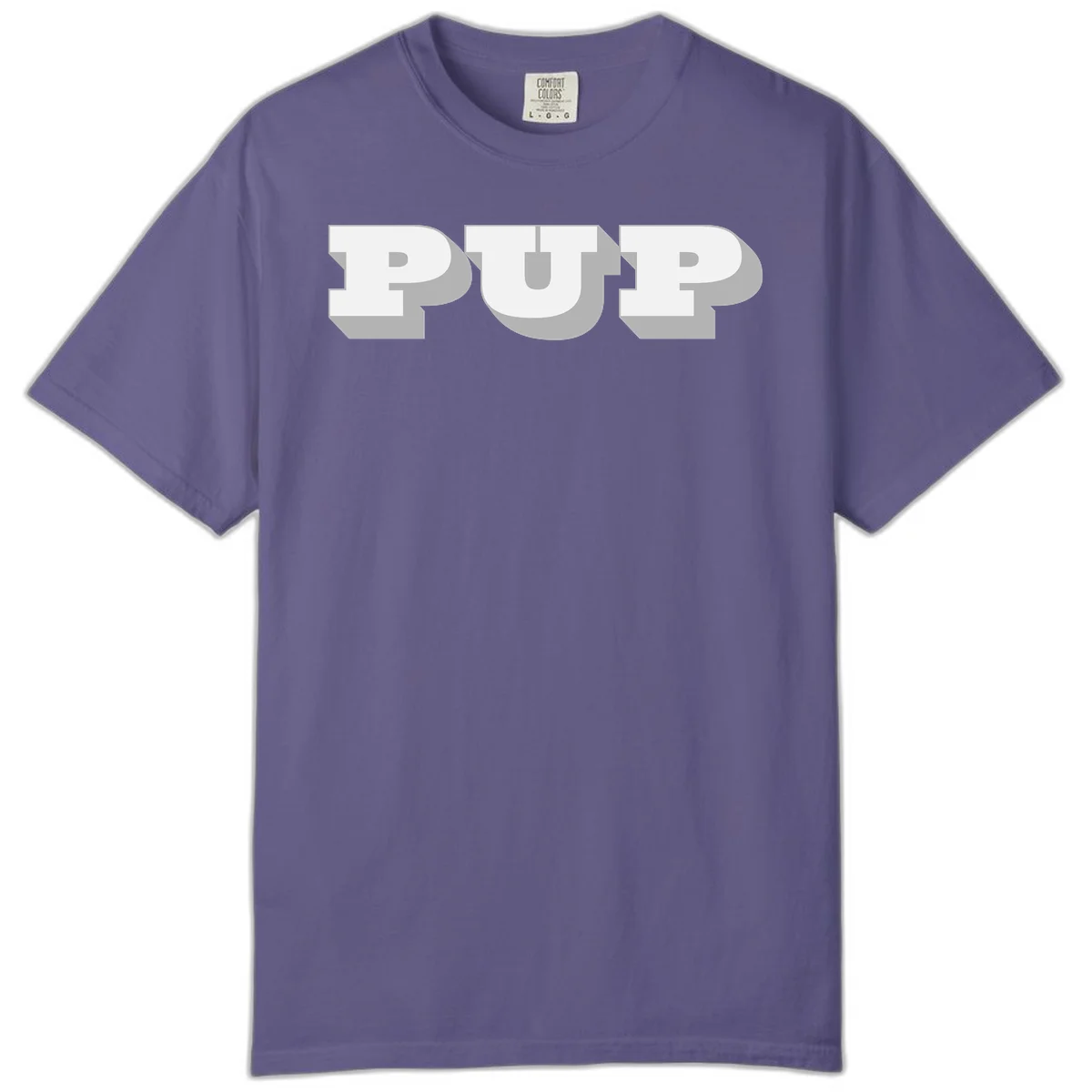 Bold 3D puff typography spelling 'PUFF' with dimensional shadow effect on gray background in Grape