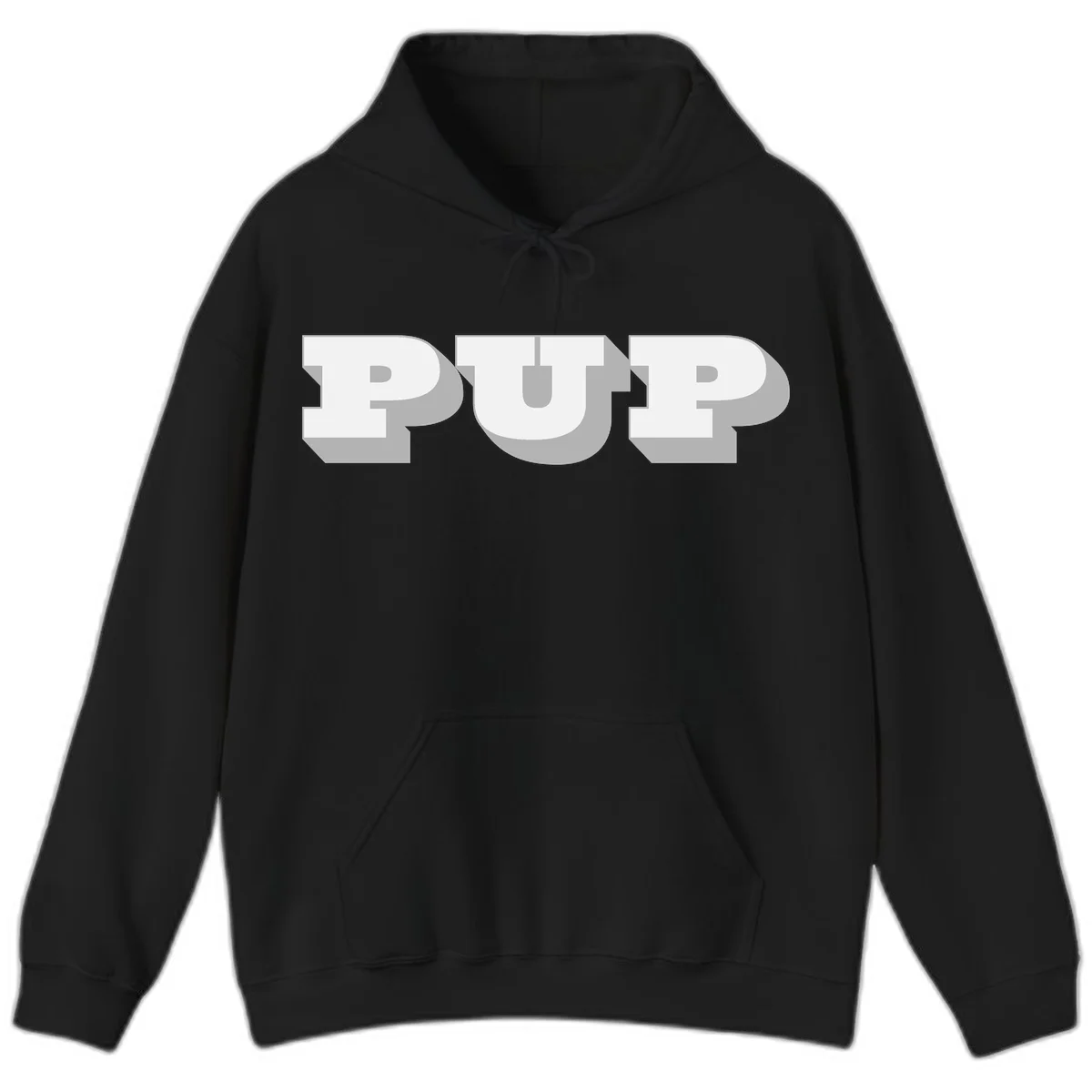 Bold 3D puff typography spelling 'PUFF' with dimensional shadow effect on gray background in Black
