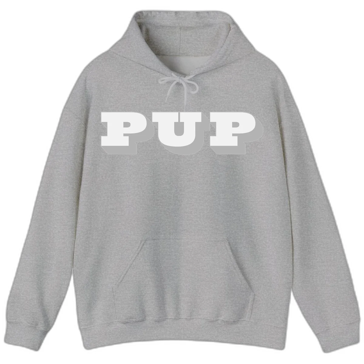 Bold 3D puff typography spelling 'PUFF' with dimensional shadow effect on gray background in Sport Grey