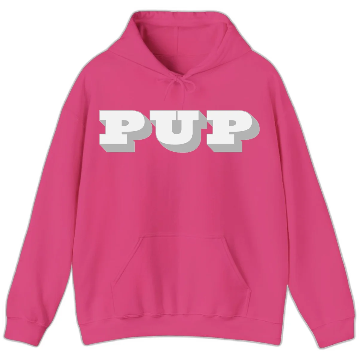 Bold 3D puff typography spelling 'PUFF' with dimensional shadow effect on gray background in Heliconia