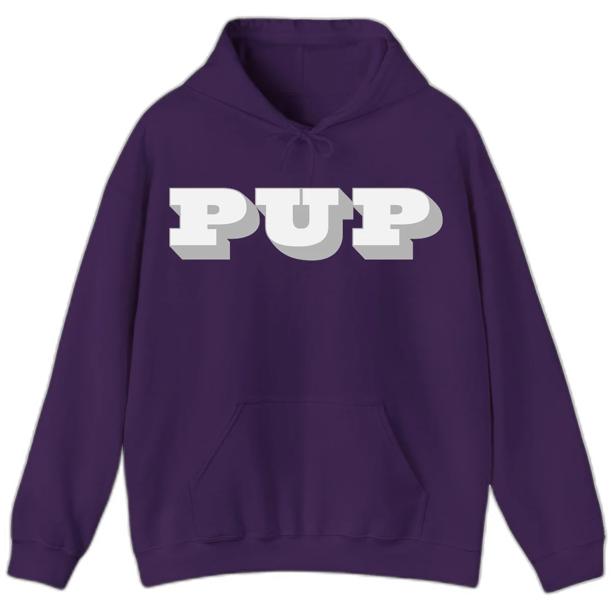Bold 3D puff typography spelling 'PUFF' with dimensional shadow effect on gray background in Purple