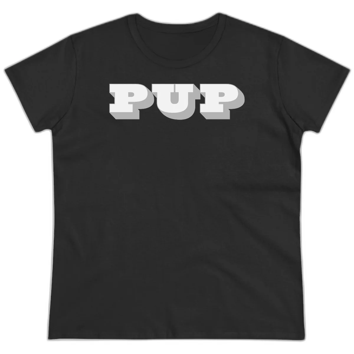 Bold 3D puff typography spelling 'PUFF' with dimensional shadow effect on gray background in Black