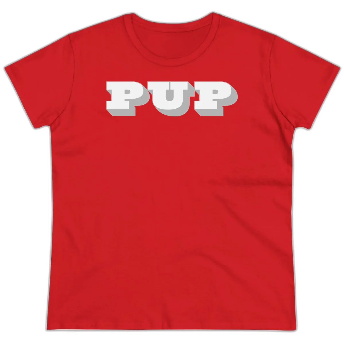 Bold 3D puff typography spelling 'PUFF' with dimensional shadow effect on gray background in Red