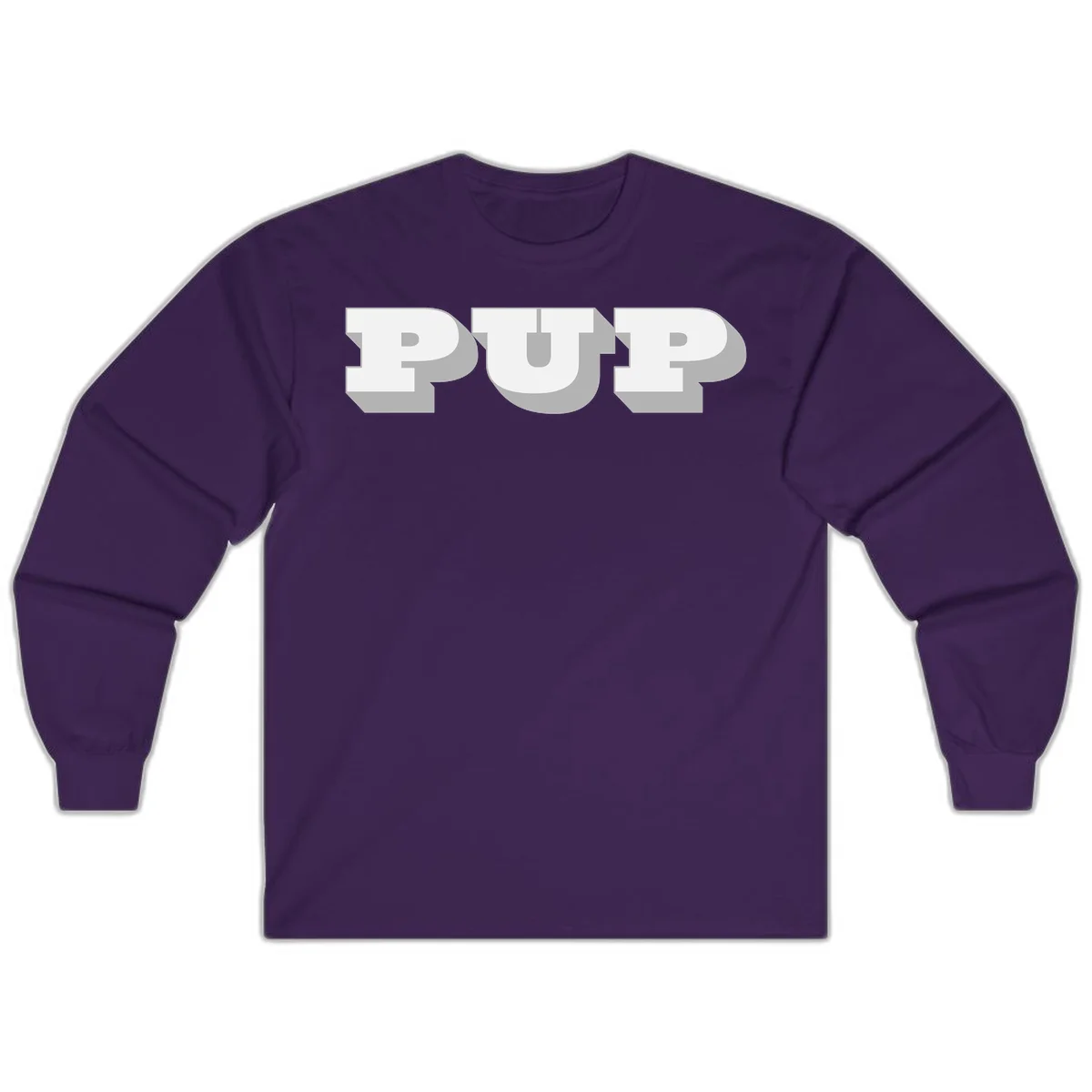 Bold 3D puff typography spelling 'PUFF' with dimensional shadow effect on gray background in Purple