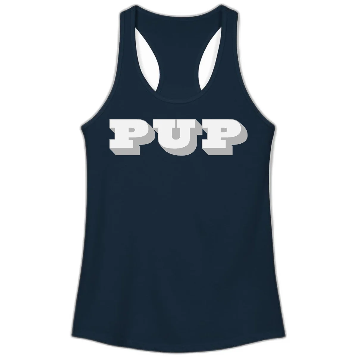 Bold 3D puff typography spelling 'PUFF' with dimensional shadow effect on gray background in Solid Midnight Navy