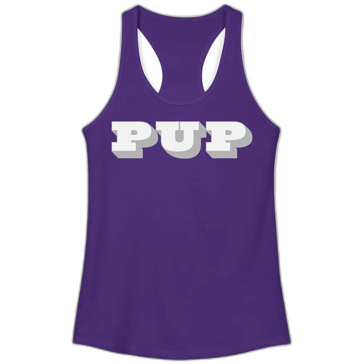 Bold 3D puff typography spelling 'PUFF' with dimensional shadow effect on gray background in Solid Purple Rush