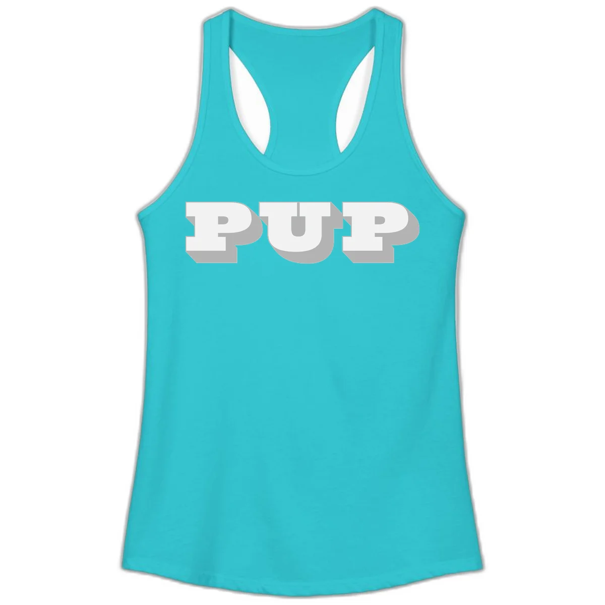 Bold 3D puff typography spelling 'PUFF' with dimensional shadow effect on gray background in Solid Tahiti Blue