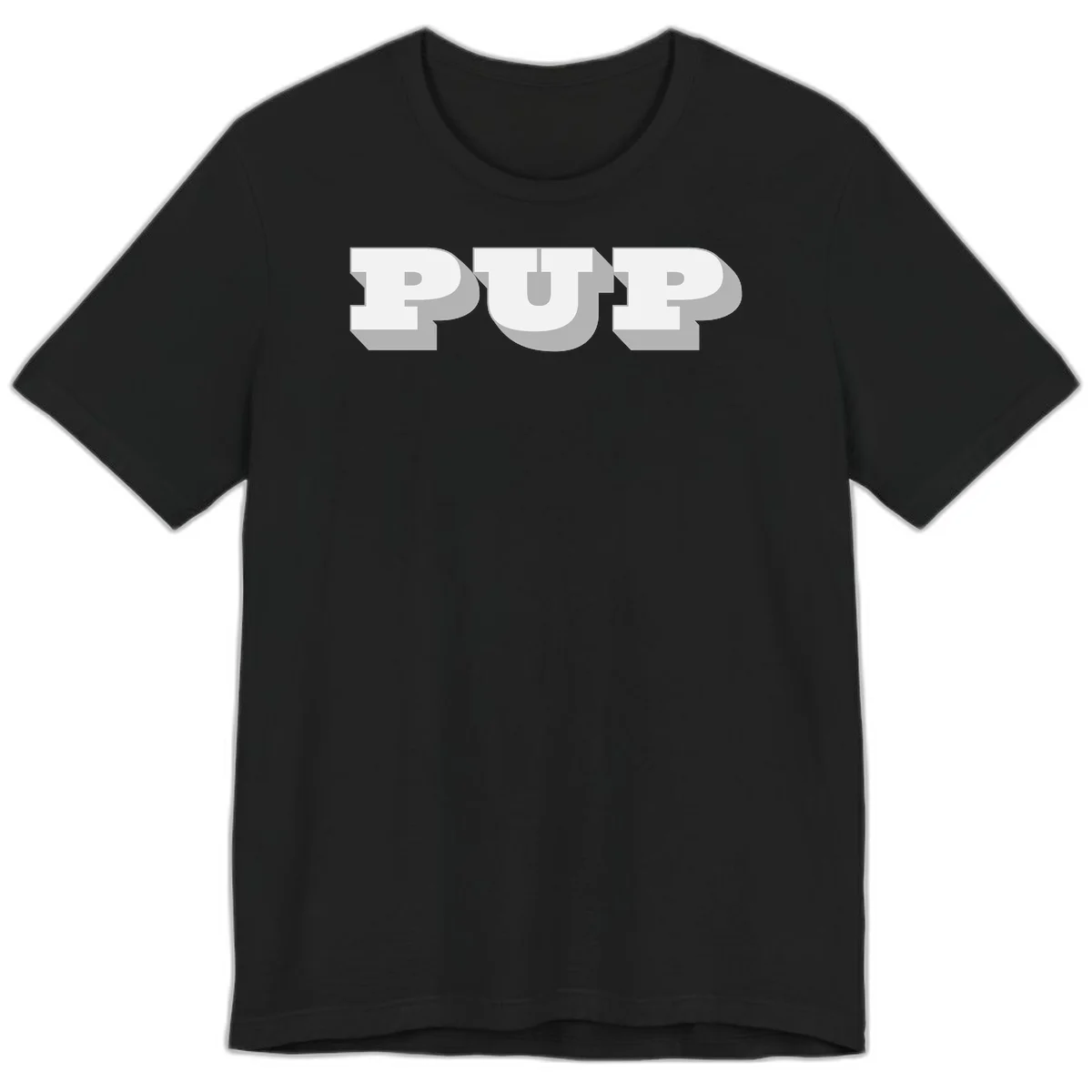 Bold 3D puff typography spelling 'PUFF' with dimensional shadow effect on gray background in Black