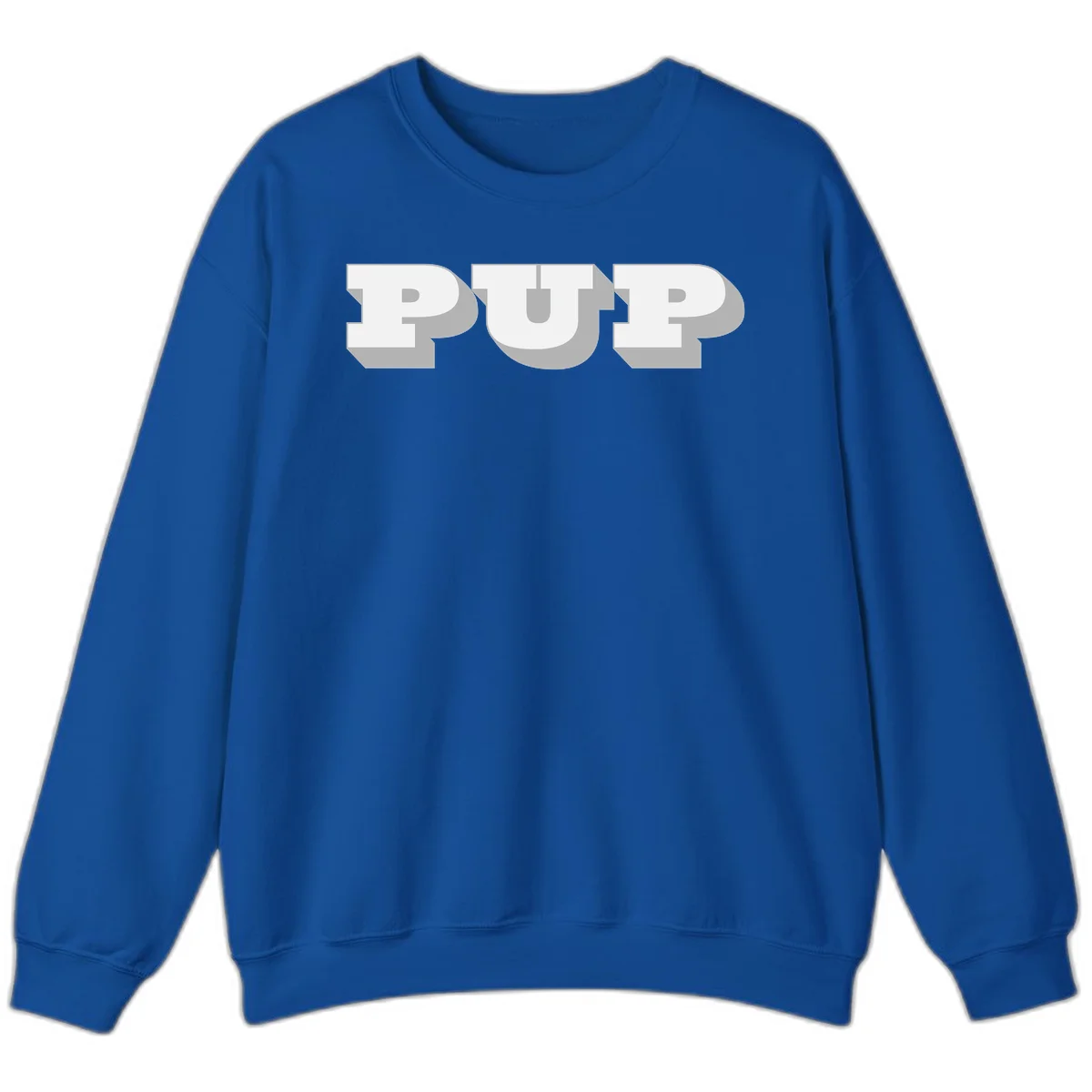 Bold 3D puff typography spelling 'PUFF' with dimensional shadow effect on gray background in Royal