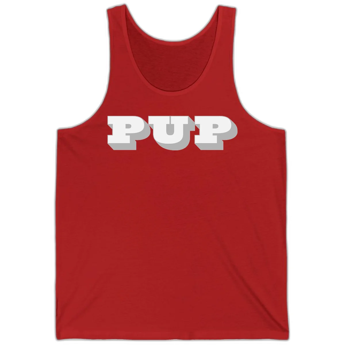 Bold 3D puff typography spelling 'PUFF' with dimensional shadow effect on gray background in Red