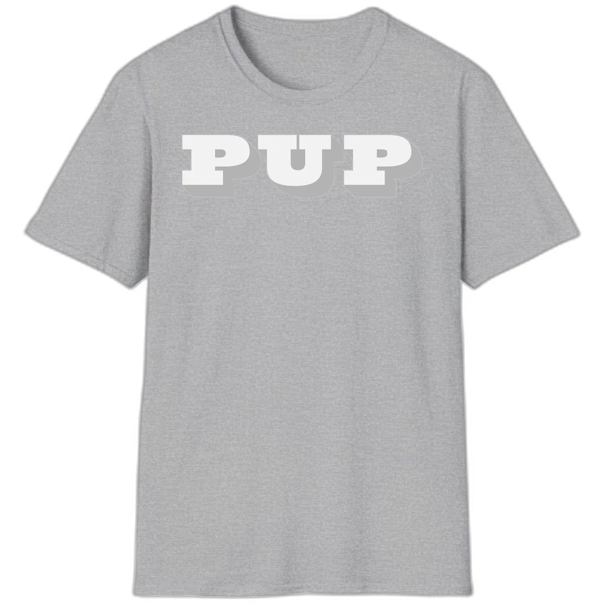 Bold 3D puff typography spelling 'PUFF' with dimensional shadow effect on gray background in Sport Grey