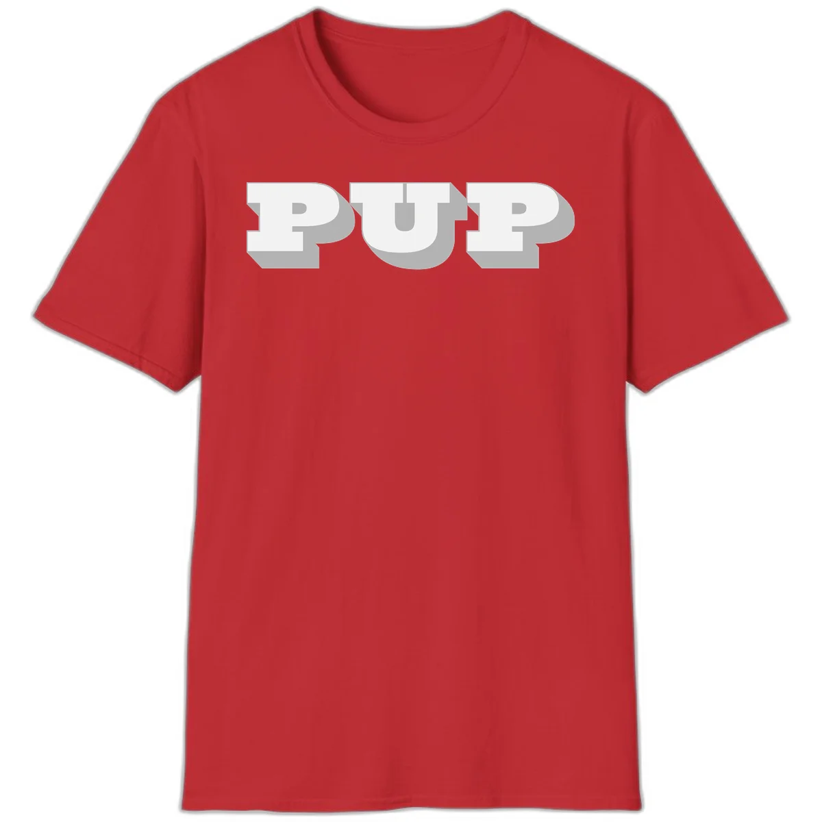 Bold 3D puff typography spelling 'PUFF' with dimensional shadow effect on gray background in Red