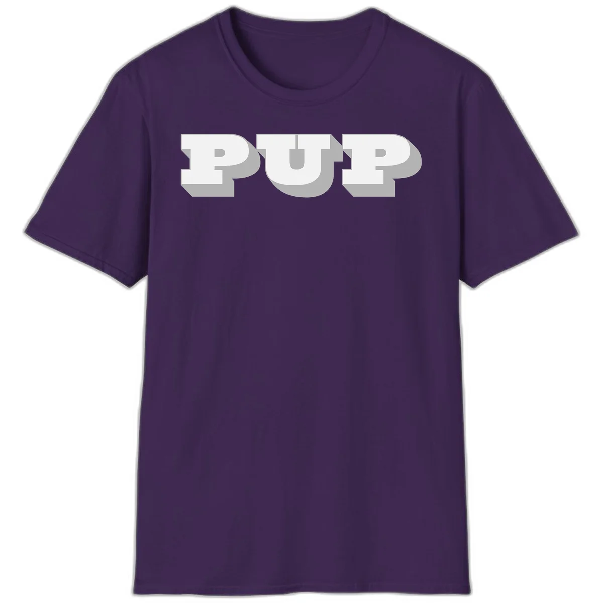 Bold 3D puff typography spelling 'PUFF' with dimensional shadow effect on gray background in Purple