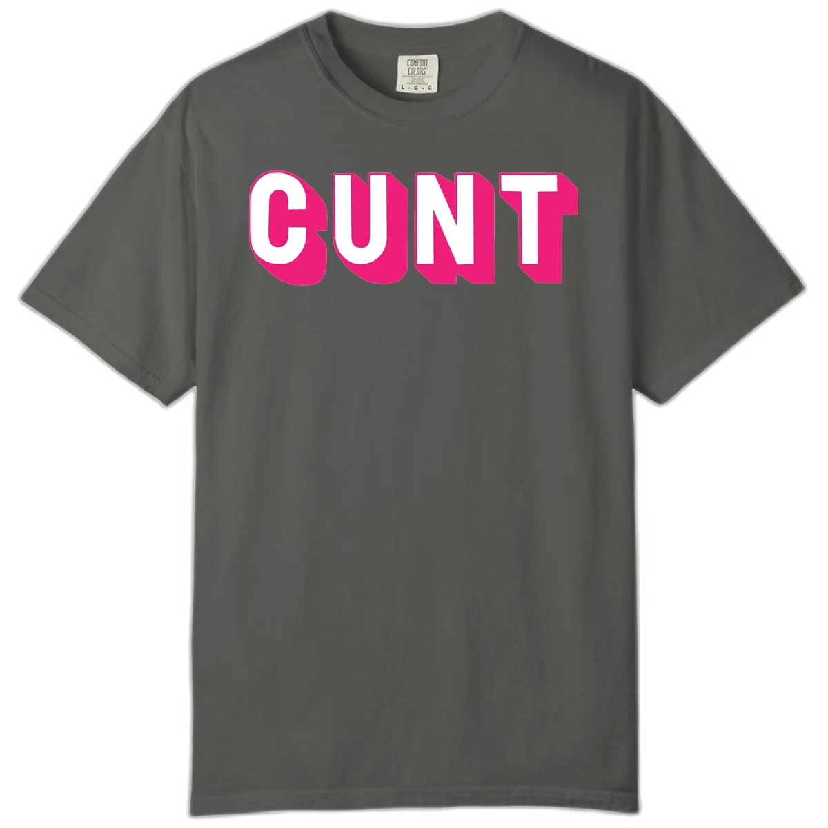 Bold white sans-serif text spelling 'SUNT' with magenta 3D beveled shadow effect on gray background in Pepper