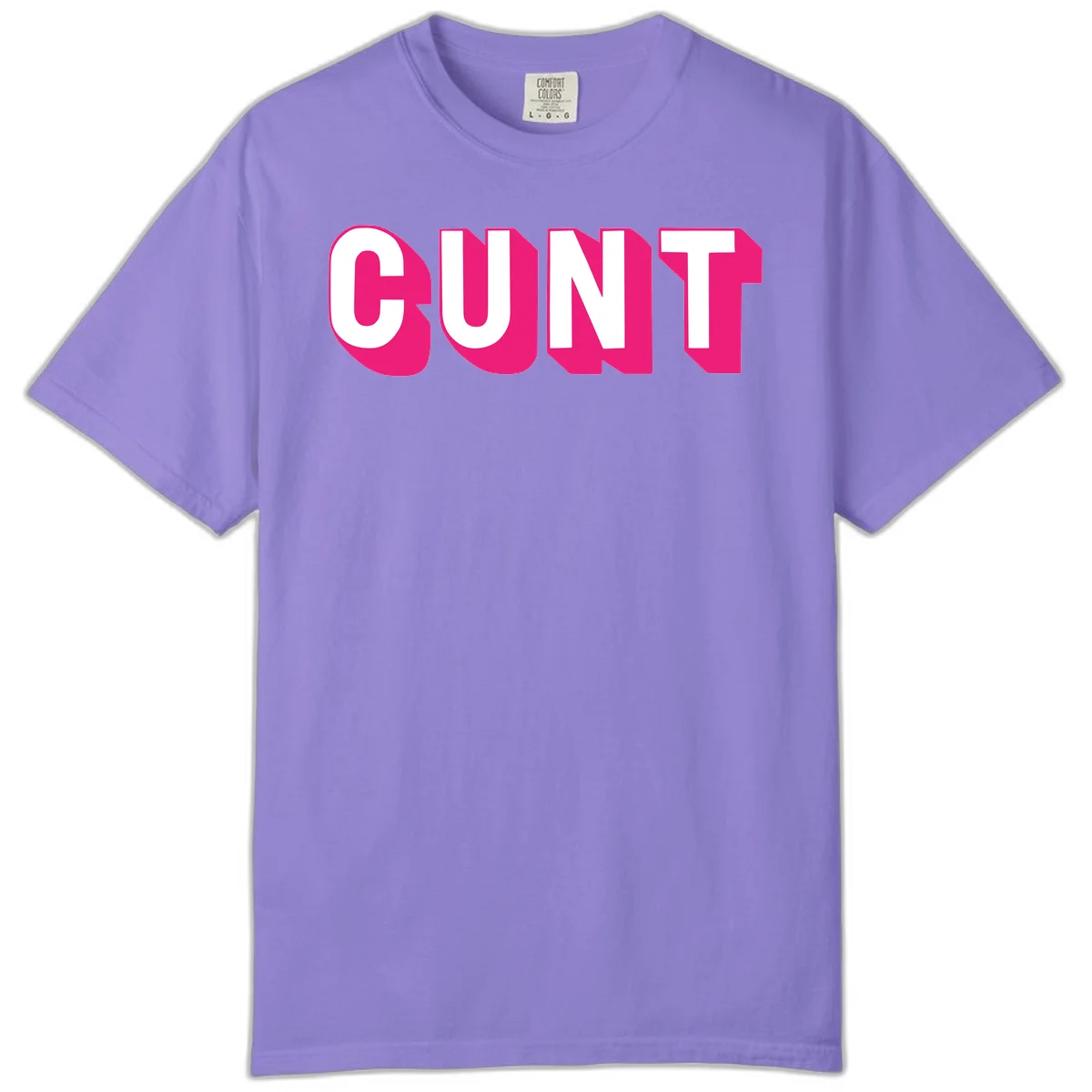 Bold white sans-serif text spelling 'SUNT' with magenta 3D beveled shadow effect on gray background in Violet