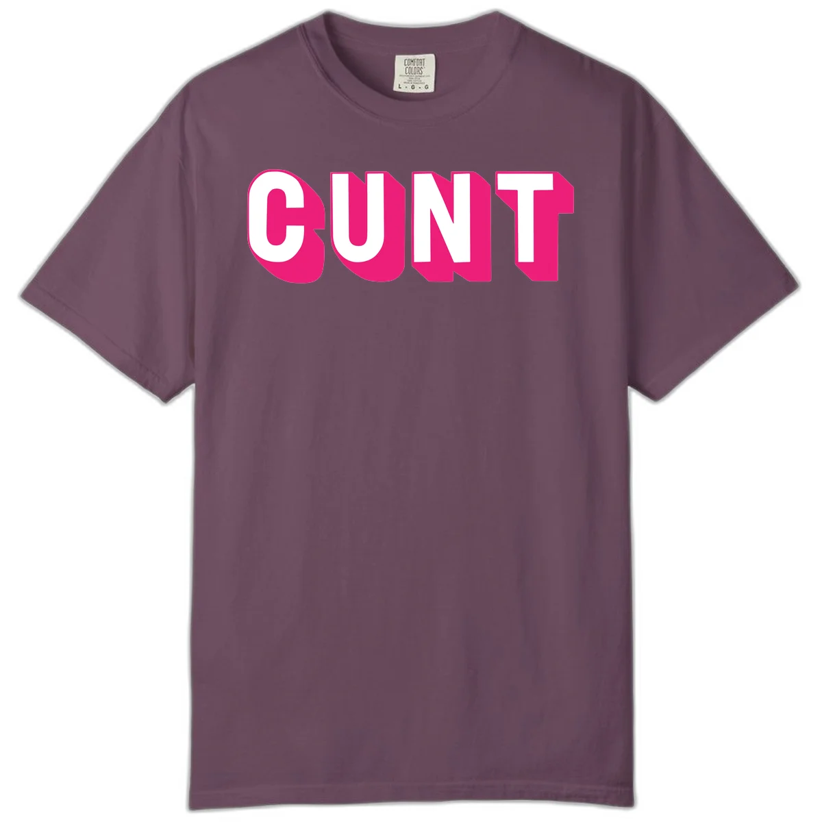 Bold white sans-serif text spelling 'SUNT' with magenta 3D beveled shadow effect on gray background in Berry