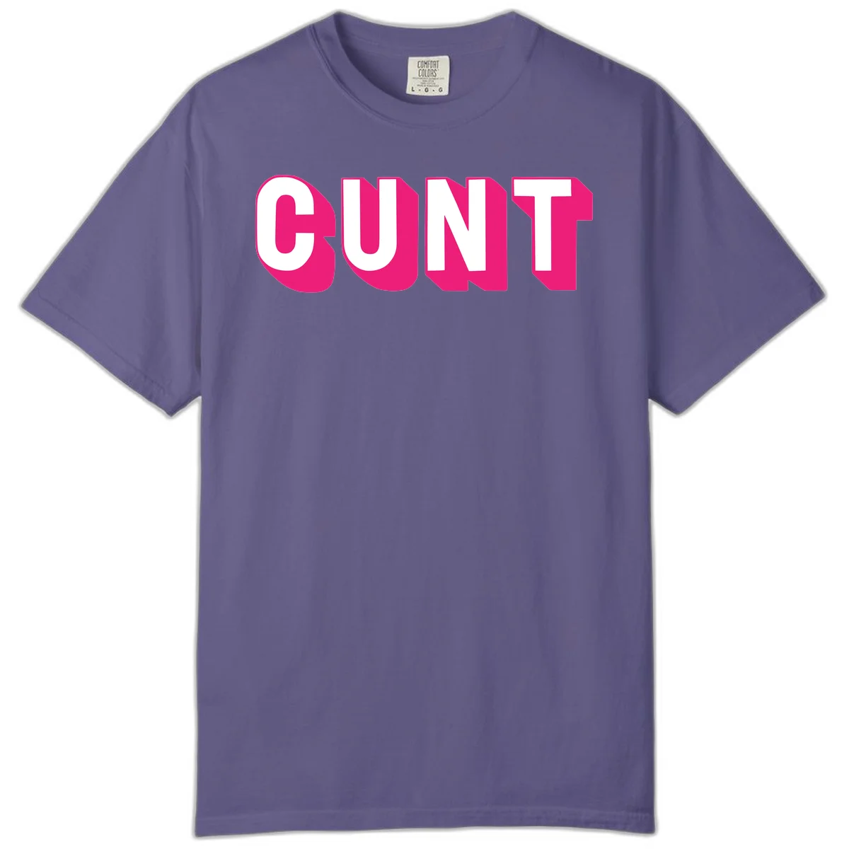 Bold white sans-serif text spelling 'SUNT' with magenta 3D beveled shadow effect on gray background in Grape