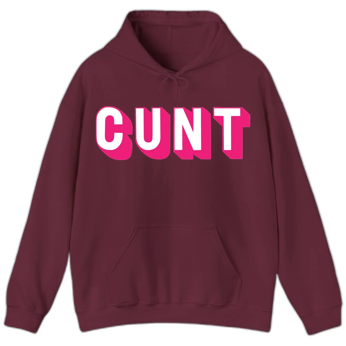 Bold white sans-serif text spelling 'SUNT' with magenta 3D beveled shadow effect on gray background in Maroon