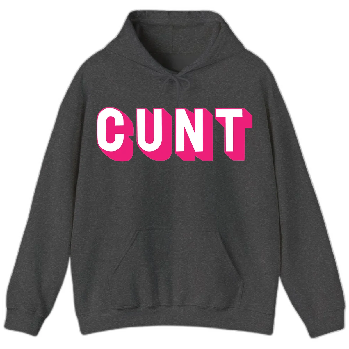 Bold white sans-serif text spelling 'SUNT' with magenta 3D beveled shadow effect on gray background in Dark Heather