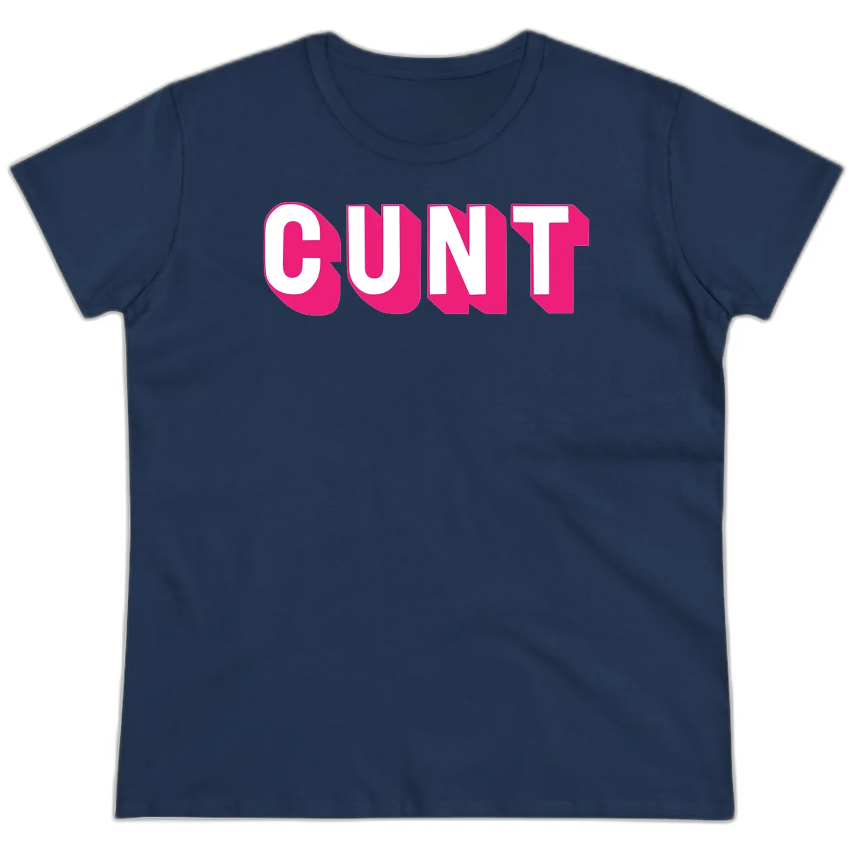 Bold white sans-serif text spelling 'SUNT' with magenta 3D beveled shadow effect on gray background in Navy