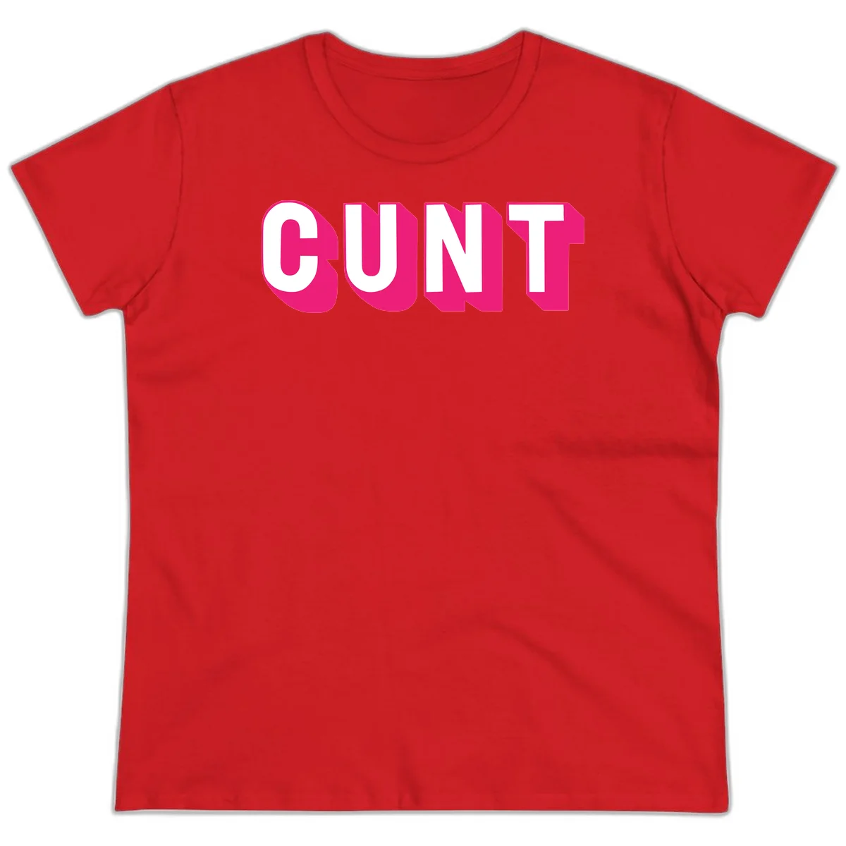 Bold white sans-serif text spelling 'SUNT' with magenta 3D beveled shadow effect on gray background in Red