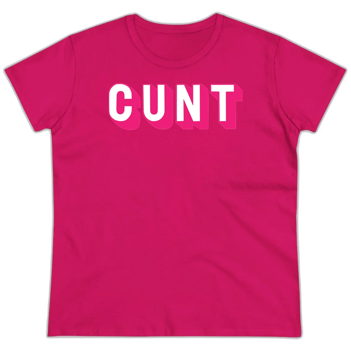 Bold white sans-serif text spelling 'SUNT' with magenta 3D beveled shadow effect on gray background in Heliconia