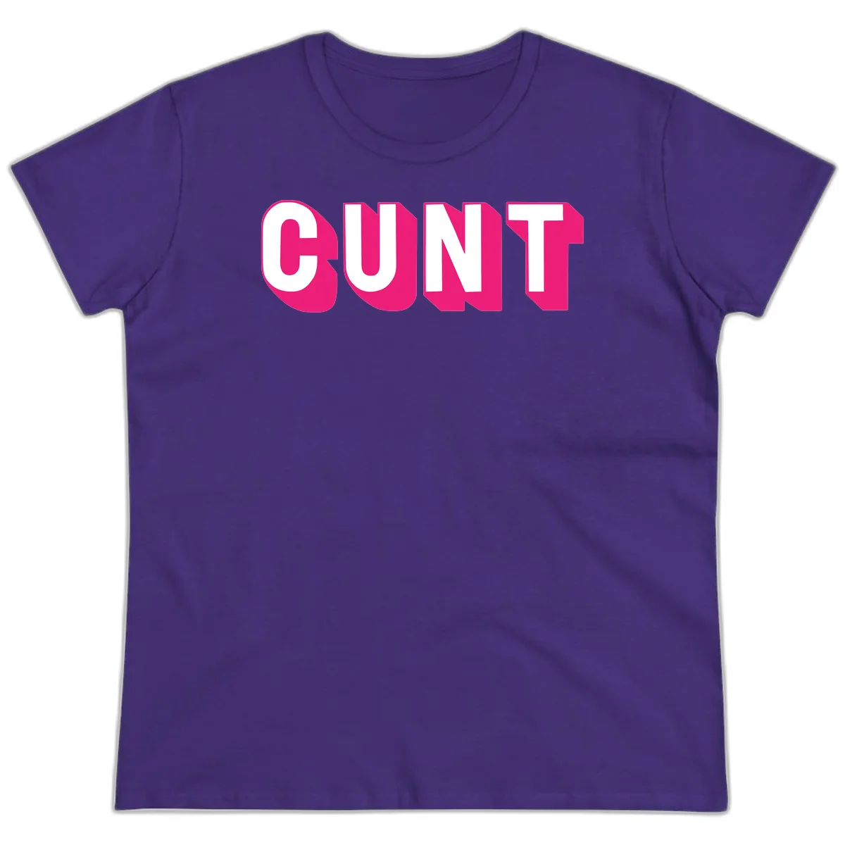 Bold white sans-serif text spelling 'SUNT' with magenta 3D beveled shadow effect on gray background in Purple