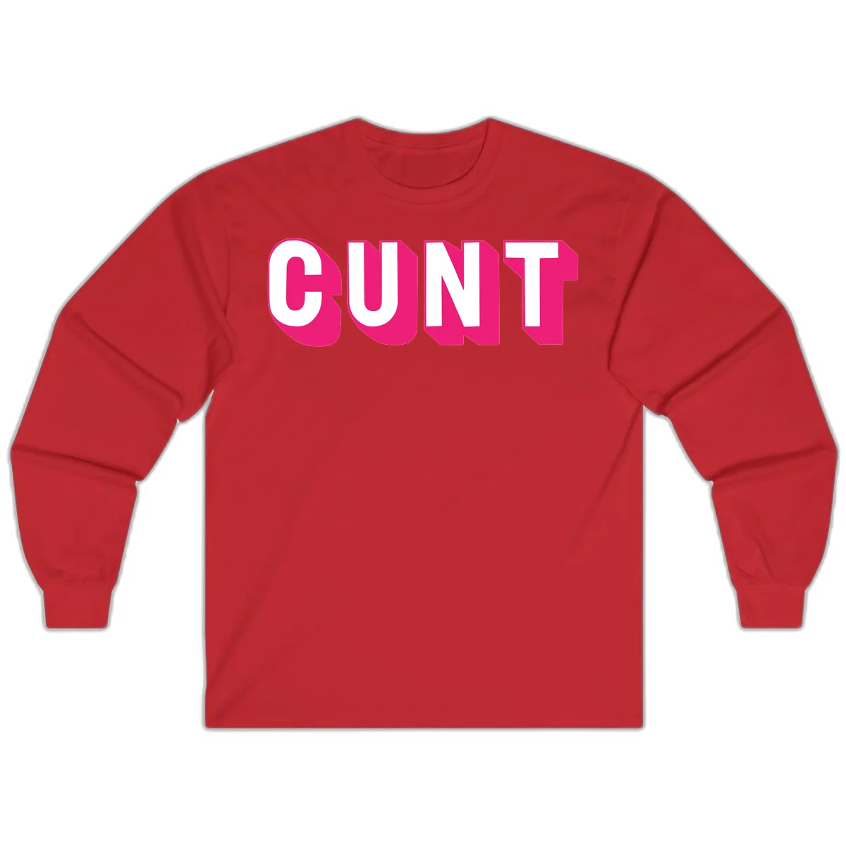 Bold white sans-serif text spelling 'SUNT' with magenta 3D beveled shadow effect on gray background in Red