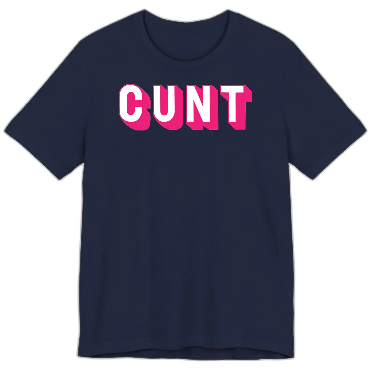 Bold white sans-serif text spelling 'SUNT' with magenta 3D beveled shadow effect on gray background in Navy