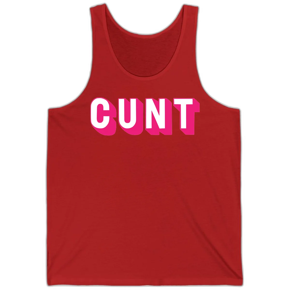 Bold white sans-serif text spelling 'SUNT' with magenta 3D beveled shadow effect on gray background in Red