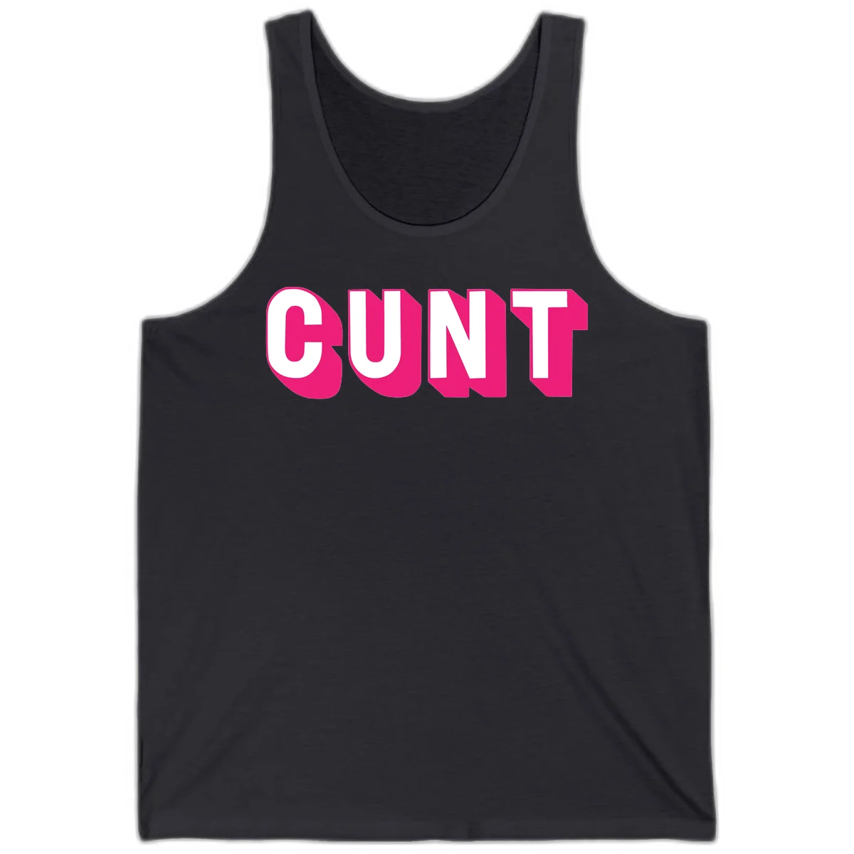 Bold white sans-serif text spelling 'SUNT' with magenta 3D beveled shadow effect on gray background in Dark Grey