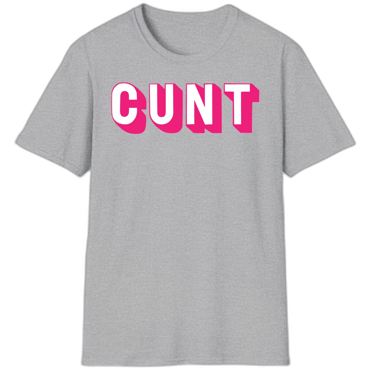 Bold white sans-serif text spelling 'SUNT' with magenta 3D beveled shadow effect on gray background in Sport Grey