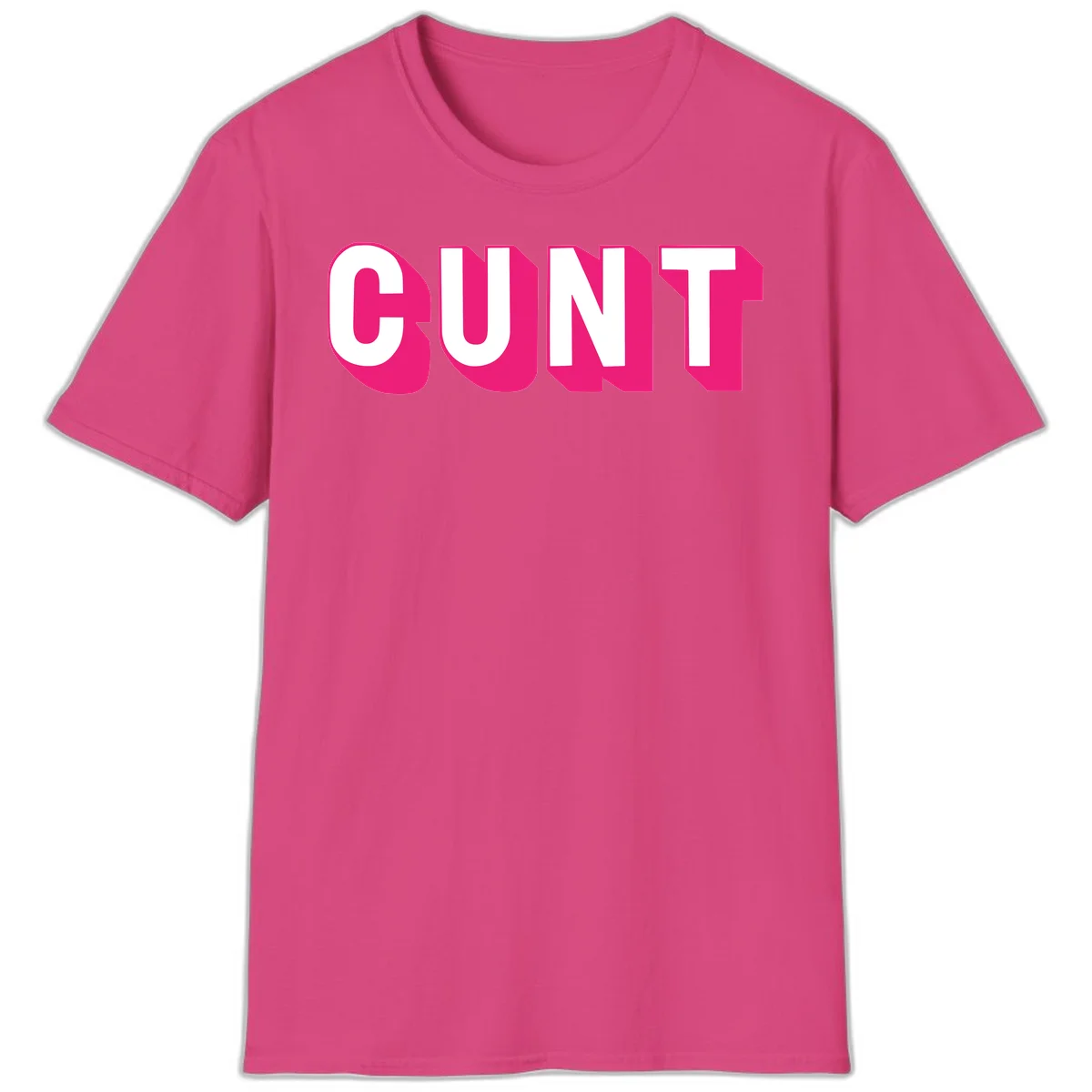 Bold white sans-serif text spelling 'SUNT' with magenta 3D beveled shadow effect on gray background in Heliconia