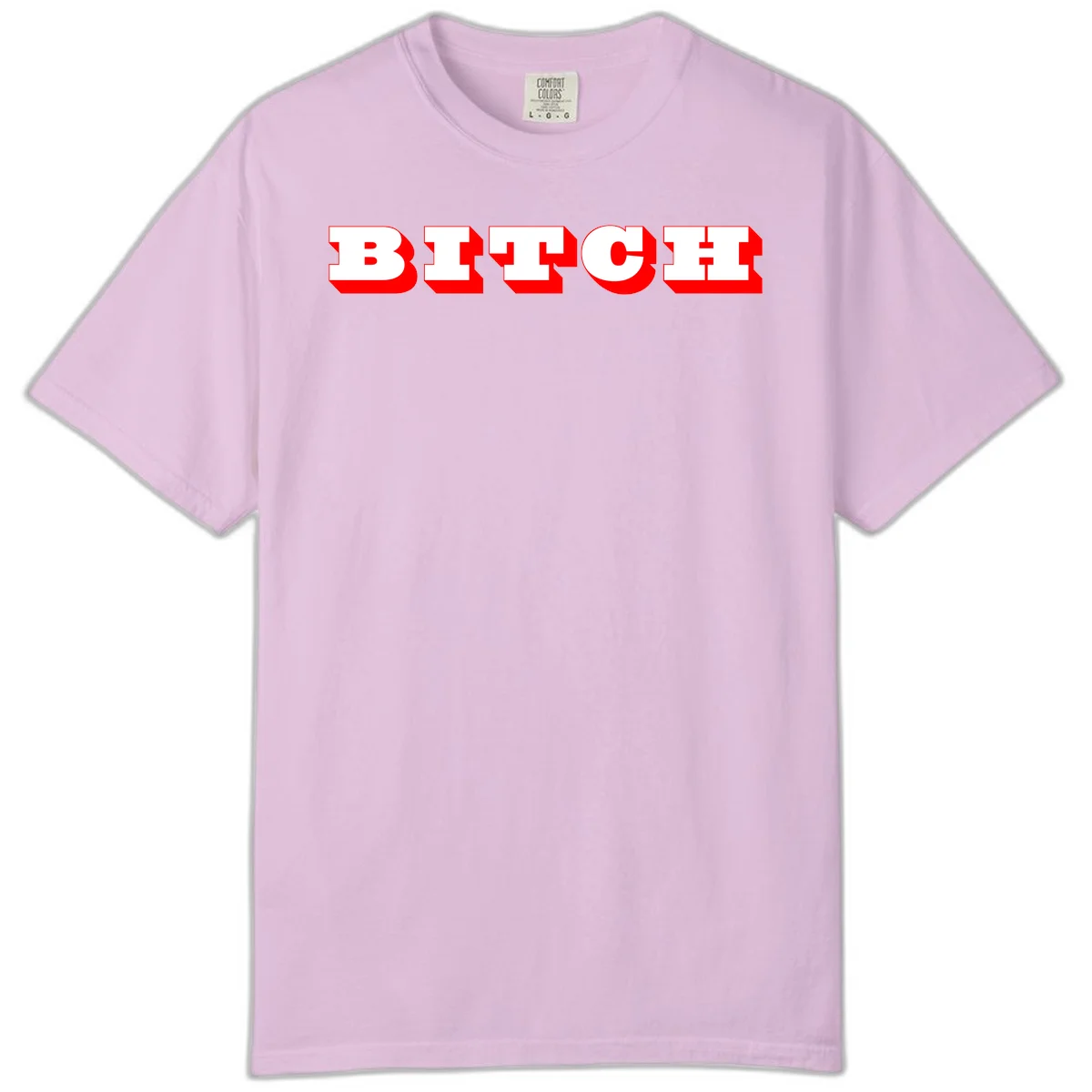 Bold 3D block letter typography spelling BEECH in white with red shadow effect on gray background in Orchid