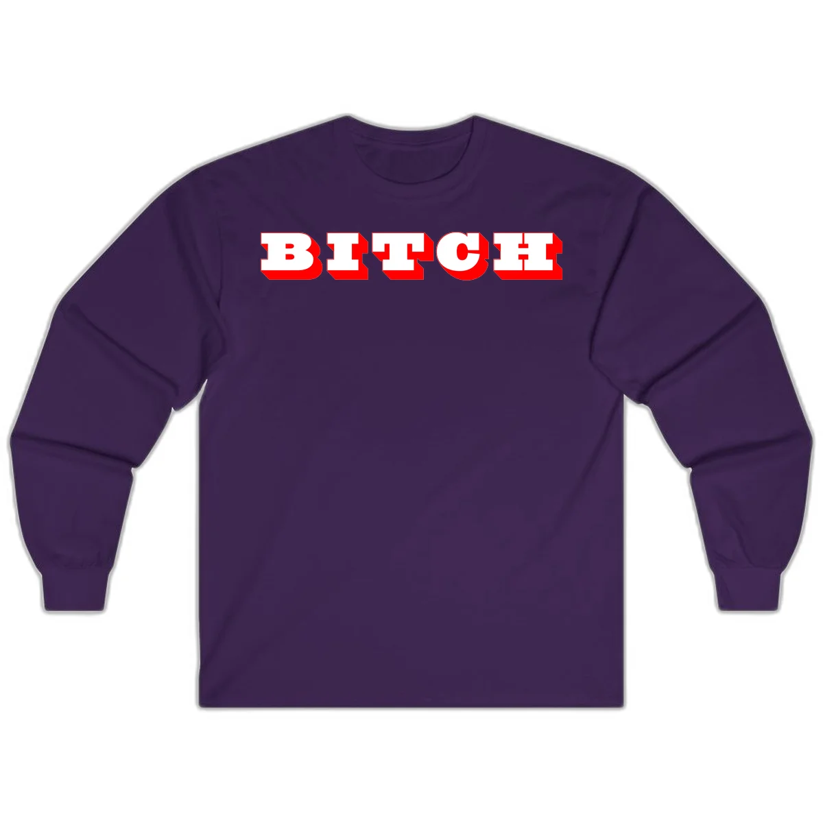 Bold 3D block letter typography spelling BEECH in white with red shadow effect on gray background in Purple