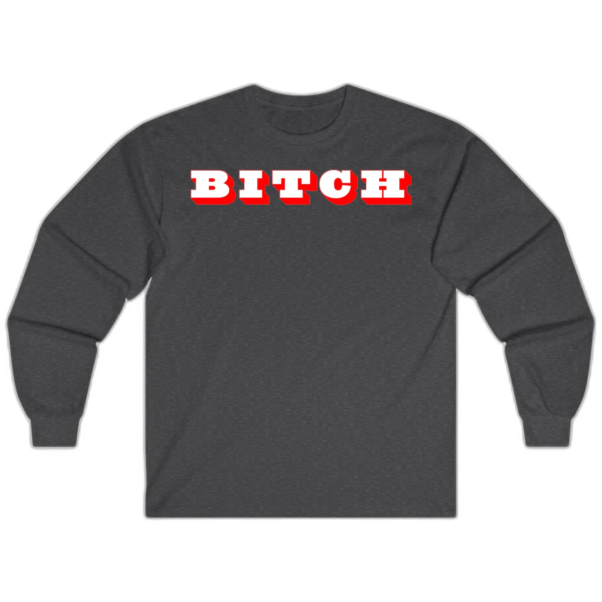 Bold 3D block letter typography spelling BEECH in white with red shadow effect on gray background in Dark Heather