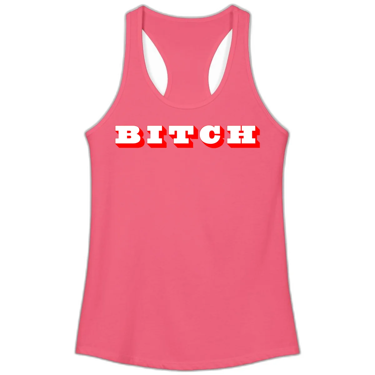 Bold 3D block letter typography spelling BEECH in white with red shadow effect on gray background in Hot Pink