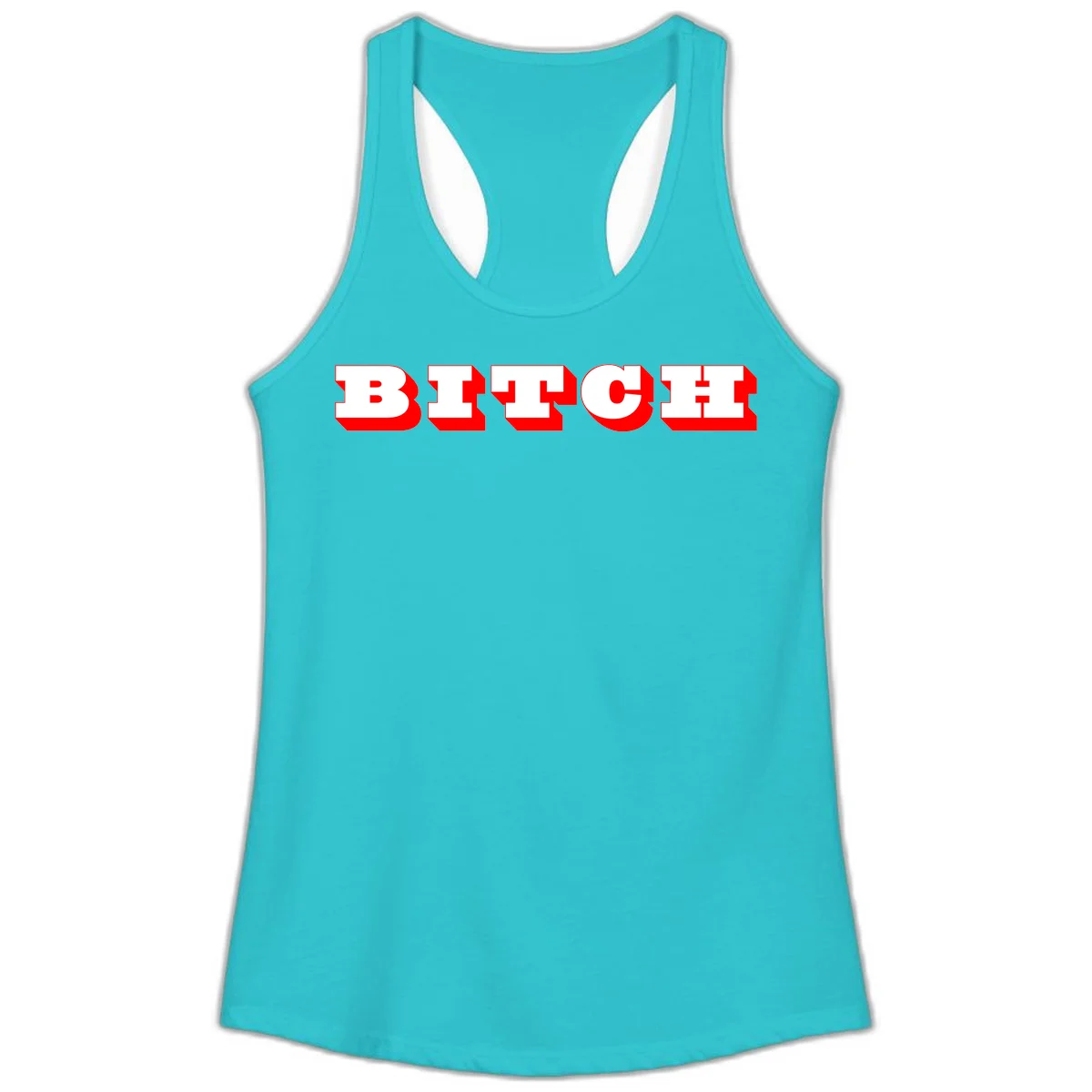 Bold 3D block letter typography spelling BEECH in white with red shadow effect on gray background in Solid Tahiti Blue