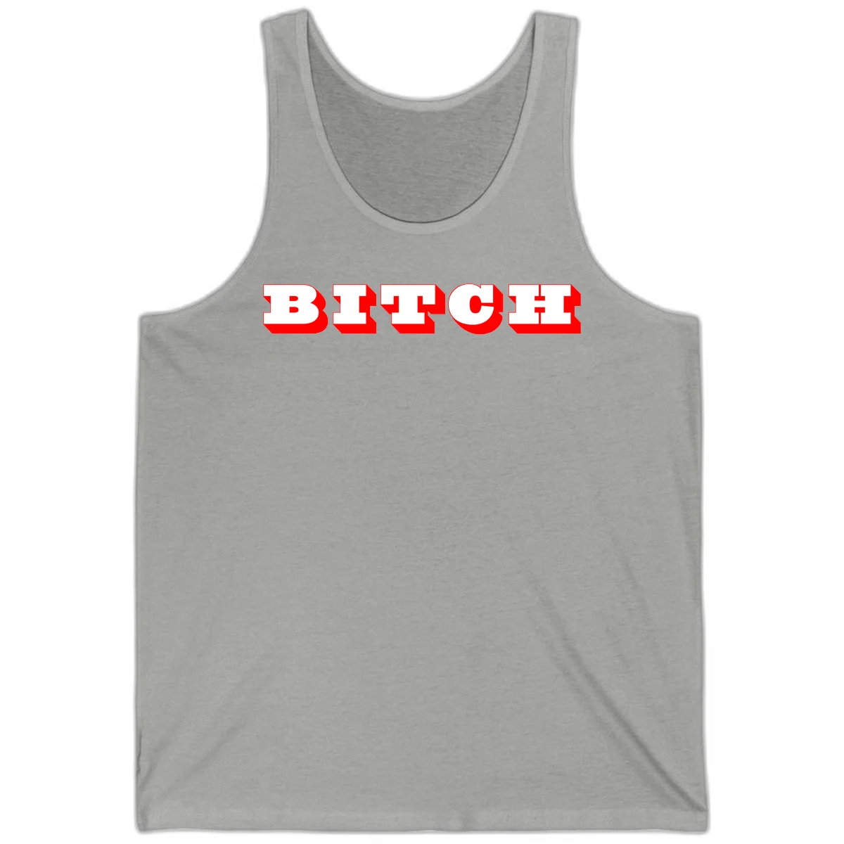 Bold 3D block letter typography spelling BEECH in white with red shadow effect on gray background in Athletic Heather