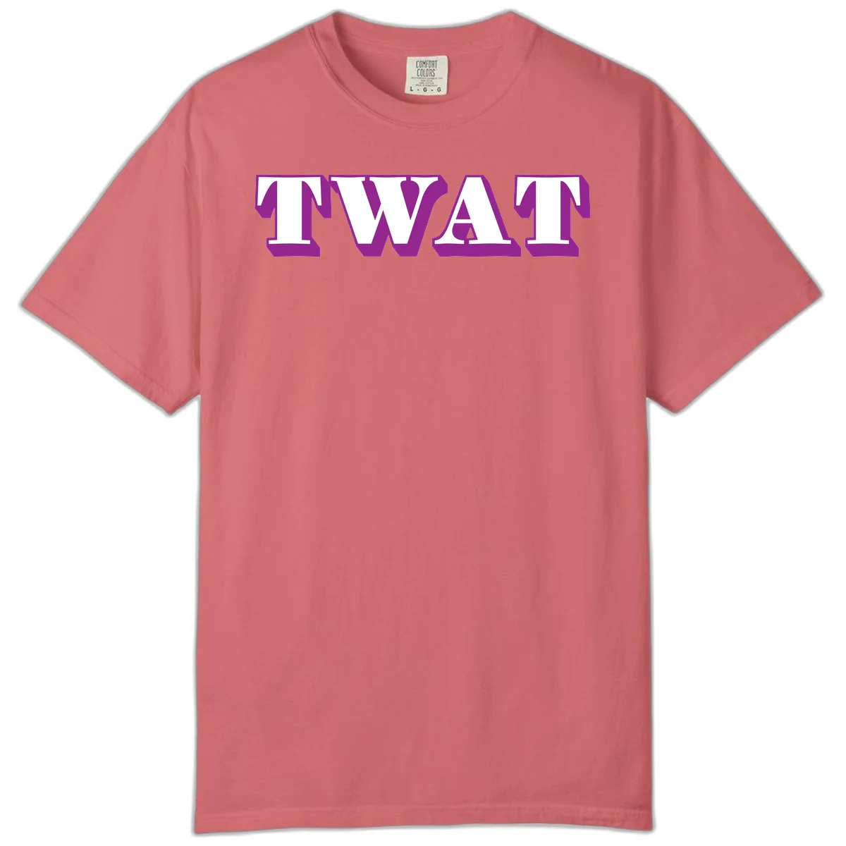 Bold purple TWAT typography design with geometric lettering and white fill on gray background in Watermelon