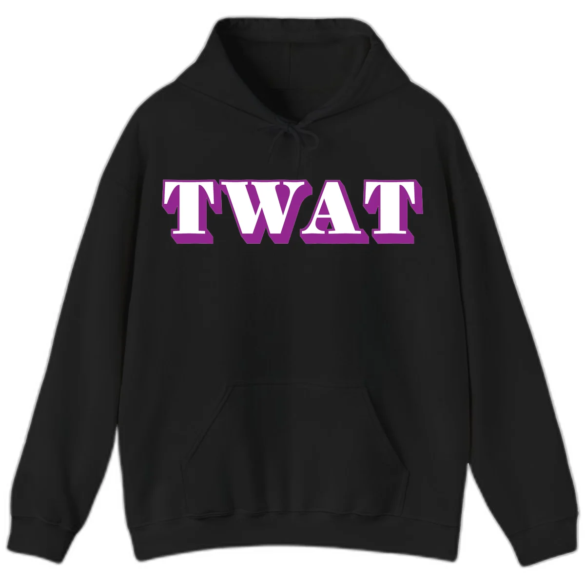 Bold purple TWAT typography design with geometric lettering and white fill on gray background in Black