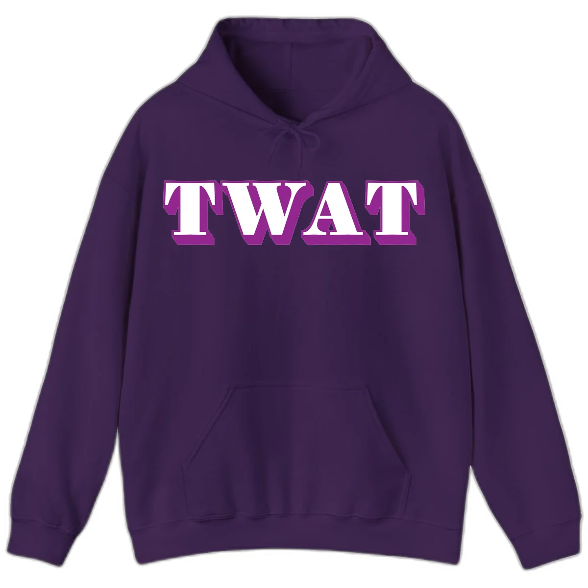 Bold purple TWAT typography design with geometric lettering and white fill on gray background in Purple
