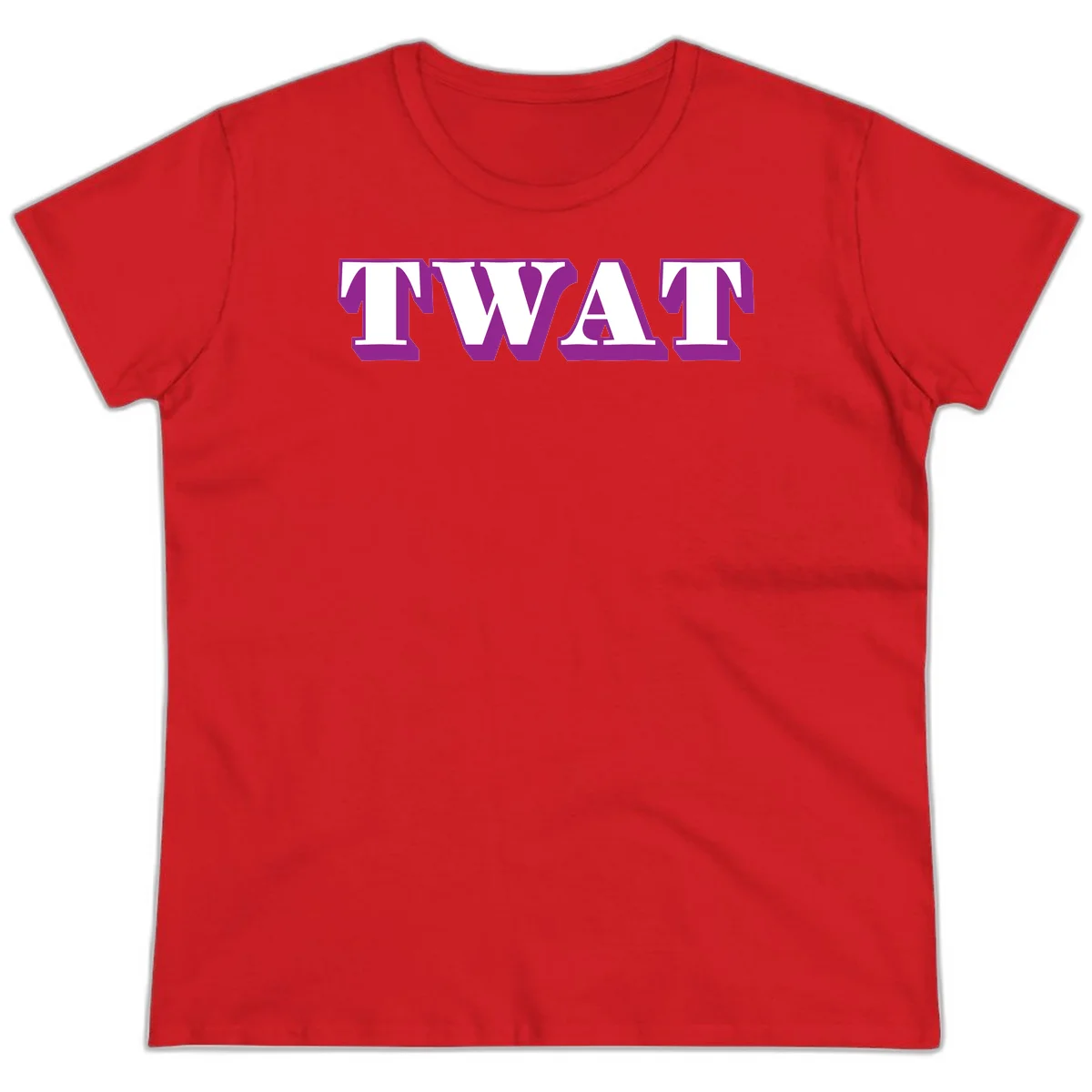Bold purple TWAT typography design with geometric lettering and white fill on gray background in Red