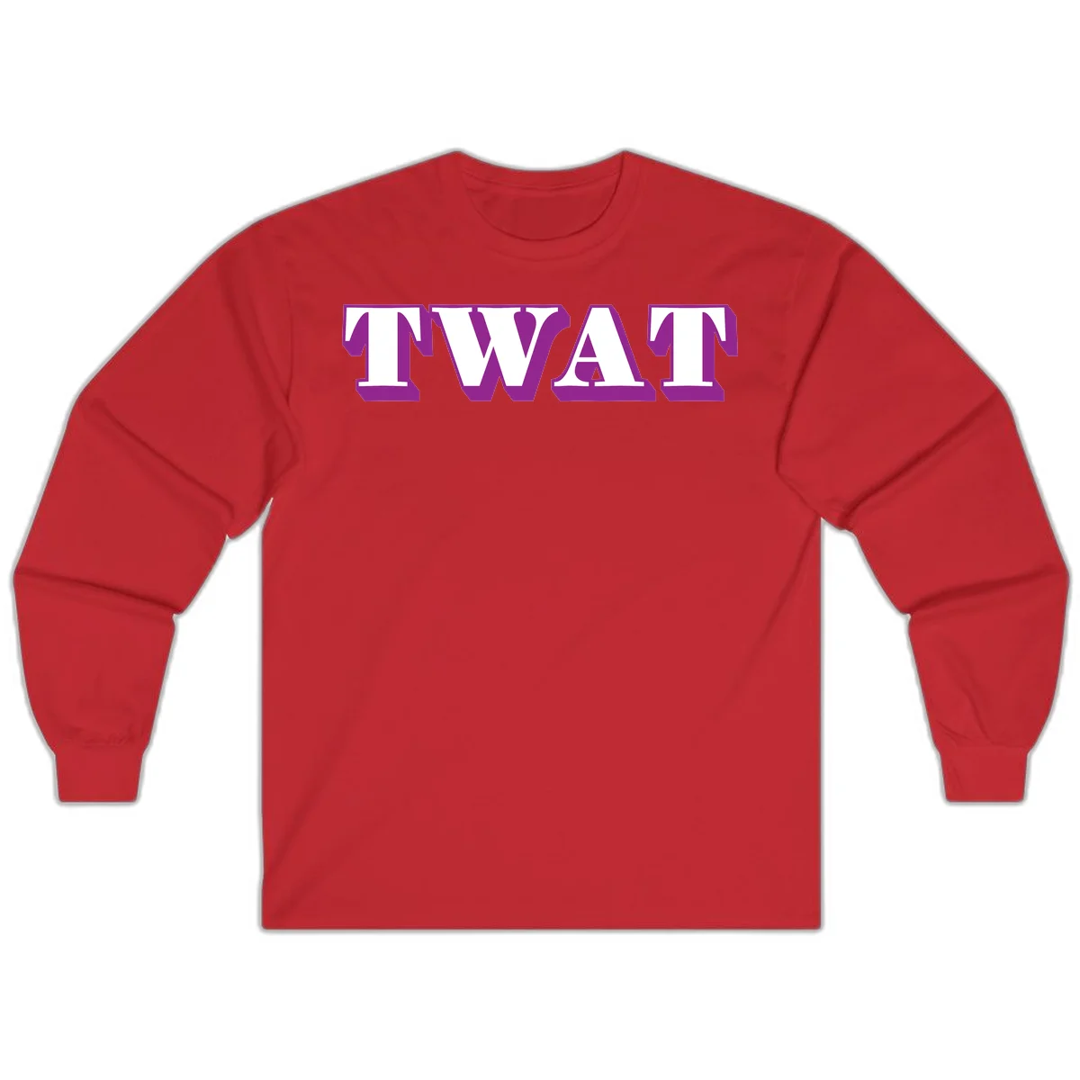 Bold purple TWAT typography design with geometric lettering and white fill on gray background in Red